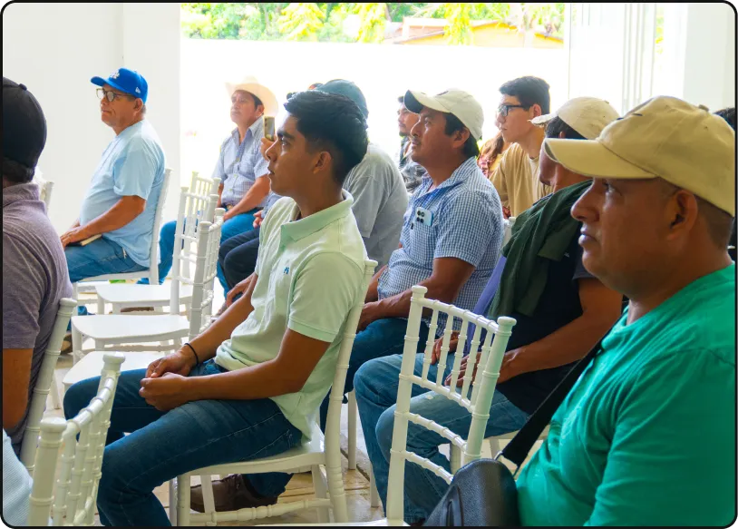 Community members gathered at an outdoor workshop