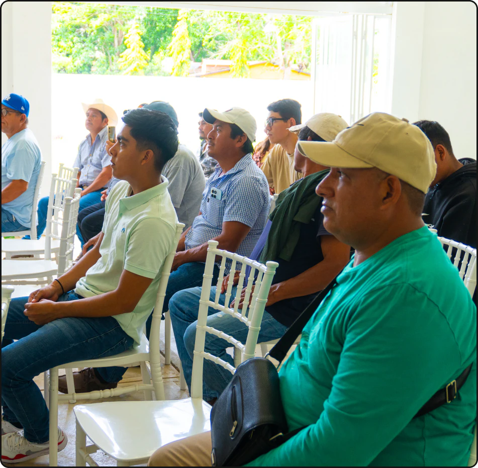 Community members gathered at an outdoor workshop